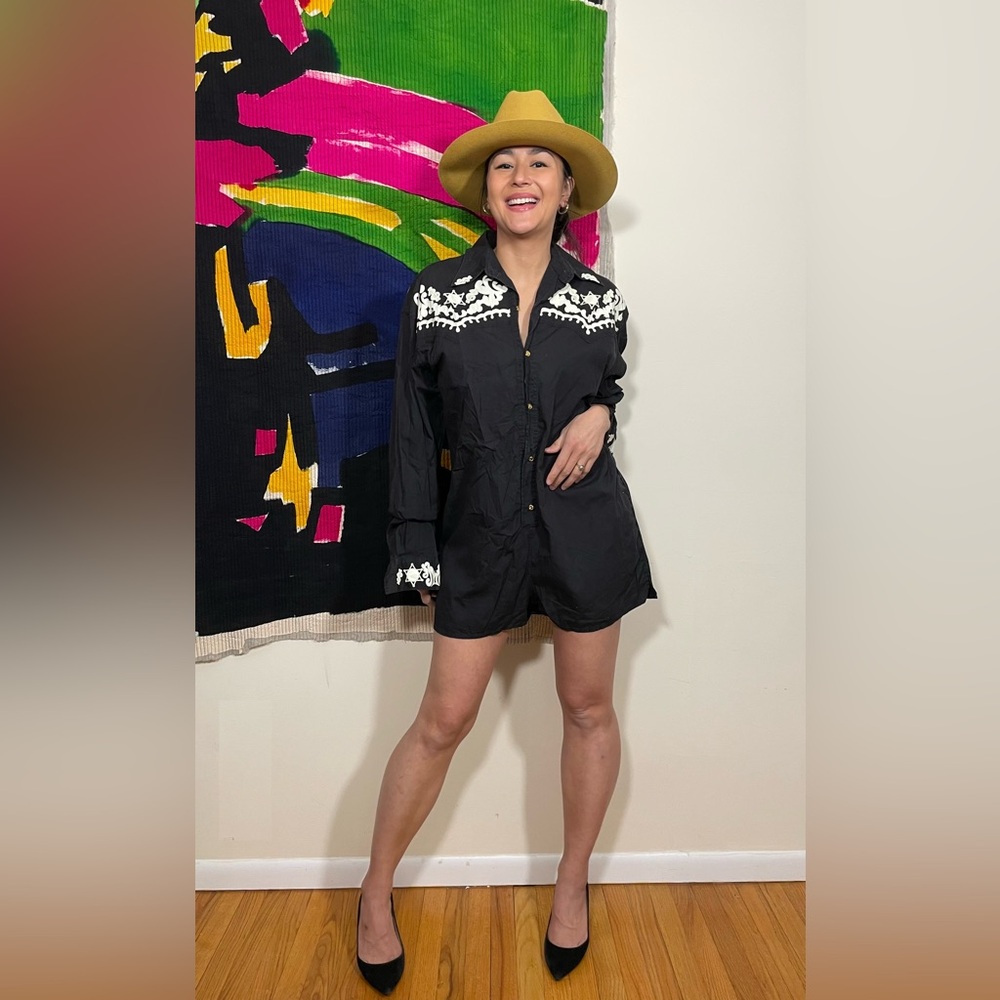 Vintage Jean Paul Gautier Western Button-Up long sleeve jumpsuit- XL (plus size)